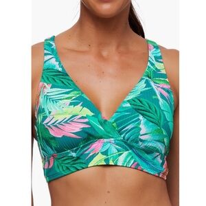 NEXT BY ATHENA Kalani Tropical Print Triangle Sports Bra Bikini Top Sz M 32 B/C